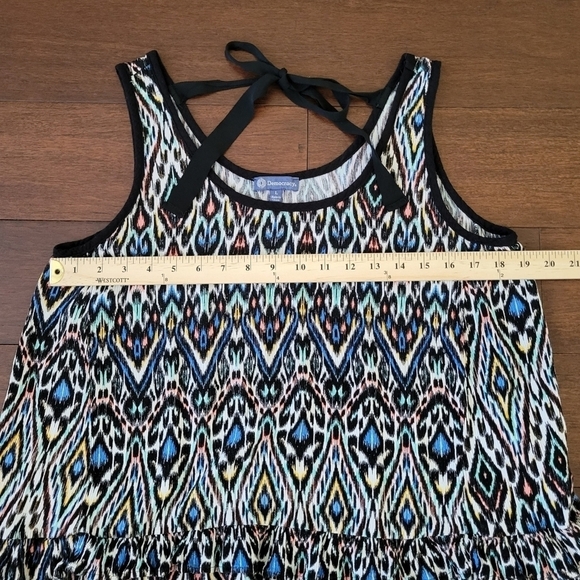 Democracy Sleeveless Ruffle Hem Tie-Back Ikat Print Blouse Women's L Multicolor - Picture 5 of 6